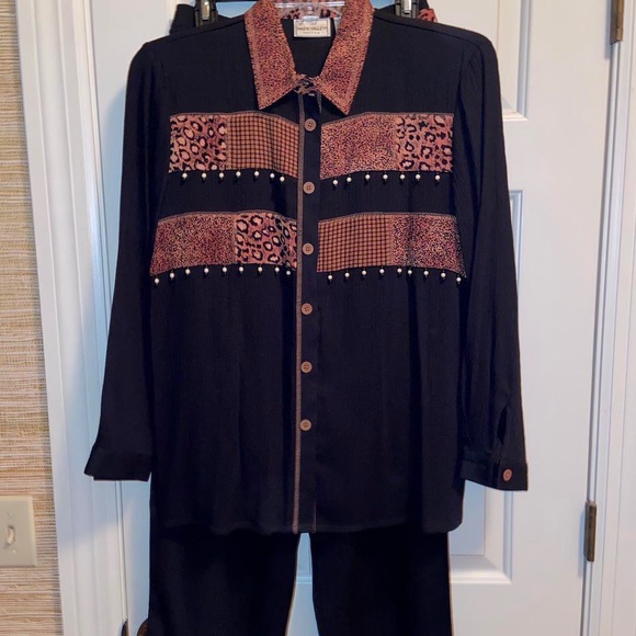 Women’s Vintage Leopard Print Blouse and Pant Set Excellent Condition - Picture 3 of 4
